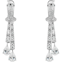 BELLUX 925 Silver Synthetic Zircon Earrings Beautiful Bow White Water Drop Long Style Tassel Fashion Shining Earrings