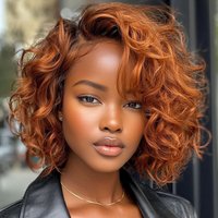 Lekker Ginger Short Pixie Cut Wavy Bob 13x1 C Part Lace Front 100% Human Hair Wigs For Women Brazilian Remy Hair Clearance Wigs