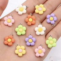 10Pcs 21x24MM 7Color Resin Plant Sunflower Charms Pendants For DIY Decoration Neckalce Earring Key Chain Jewelry Making Handmade