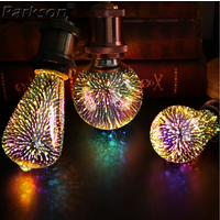 3D LED Light Bulb E27 220V ST64 G80 G95 G125 A60 Diamond Heart Decoration LED Lamp Holiday Lights Novelty Christmas Lamp