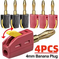 1-4Pcs No Solder Banana Plug 4mm Quick Wire Connect Gold-plated Copper Banana Connectors Plugs for Jack Audio Music Speaker
