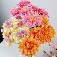 45cm 7 Heads Artificial Dahlia Bouquet Fake Flowers Wedding Table Centerpiece Home Party Desk Room Decor