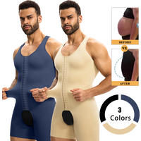 Men's Premium Compression Shapewear Sleeveless Full Body Shaper Tummy Control Bodysuit Open Crotch Butt Lifter Hook Underwear
