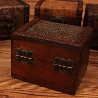 Fashion Chinese Style Wood Storage Box Retro Brown Jewelry Box Accessories Organizer Ring Necklace Packing Treasure Box Gift