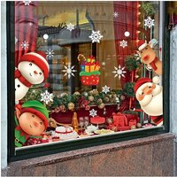 1Set Christmas Snowflake Window Clings Stickers For Glass, Xmas Decals Decorations Holiday Snowflake Santa Claus Reindeer Decals
