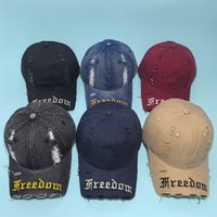 2026 New Vintage Distressed "Freedom" Embroidered Baseball Cap for Men Women Washed Cotton Adjustable Streetwear Dad Hat