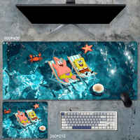 New SpongeBob SquarePants Summer Waves Leather Mouse Pad Extra Large Cute Pie Star Mouse Pad Pink Keyboard Pad Office Desk Pad