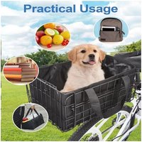 AliExpress NONE Rear Bike Basket Folding Metal Bicycle Basket with Removable Liner Bag and Reflective Sheet Sturdy Capacity Quick Release for Shopping Picnic Daily Commuting