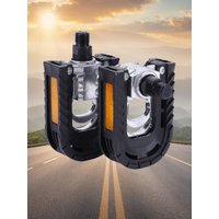 AliExpress alloet Bicycle Folding Pedals with Safety Reflective Sheet Mountain Bike Pedals Non-Slip Cycling Sports Pedals Bicycle Accessories