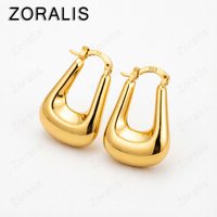 18K Gold Smooth U Handbag Hoop Earrings For Women Engagement Wedding Birthday Party Gift Luxury Charm Jewelry
