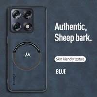 Business Sheepskin Leather Case for Moto Signatura Edge 70 Ultra 60 Pro Fusion 50 Neo Car Magnetic Mount Anti-drop Protect Cover