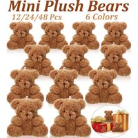 12-48Pcs Mini Plush Bears 4 Inch Small Bear Stuffed Animal Toys Tiny Fuzzy Bear Soft Bear Stuffed Doll for Birthday Party Favors