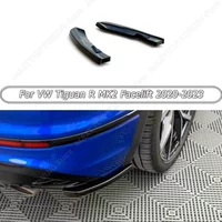 2Pcs Car Rear Bumpers Strip Lip Spoiler Diffuser Splitter Body Kits Trim Gloss Black For VW Tiguan R MK2 Facelift 2020-2023 ABS