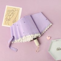 Lace Sunscreen Umbrella Sunshade Small Fresh Thickened Black Glue Anti-ultraviolet Simple Elegant Young Lady Cute Sun Umbrella