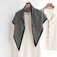 Retro Triangular Scarf Silk Feeling Women Striped Dot Print Small Shawls Neck Scarves Wraps Shirt Decoration Foulard Stoles