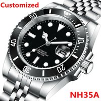 DIY Logo 40MM Dive Watch NH35 Automatic WristWatch 10Bar Waterproof Luminous Sapphire Ceramic bezel dress Watches Men Reloj