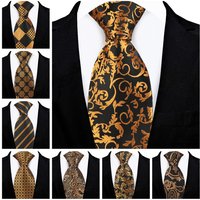 Elegant Luxury Men Business Tie High Quality Premium Black Gold Paisley Stripe Wedding Banquet Business Formal Party Accessories