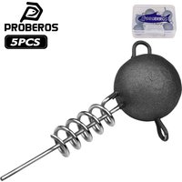 PROBEROS 5Pcs/Box Corkscrew Jig Head With Screw Spiral Rubber Fish Softbait Screwball 7/10/15/20/25/30/50g Fishing Tackle Weight