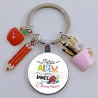 Merci Maitre Atsem French Picture Keychain Teacher's Day Graduation Thank You Gift for Teachers