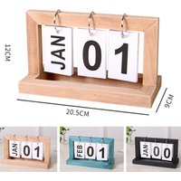 Wooden Perpetual Calendar Flip Month Date Display Desktop Schedule Daily Planner Office Home Decoration Photography Props
