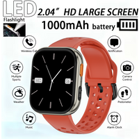 2026 New 1000mAh Smart Watch 2.04" HD Screen Smartwatch LED Flashlight 100+sports mode BT Call Waterproof SmartWatches Men Wome
