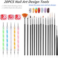 20Pcs/Set Acrylic French Stripe Nail Art Line Painting Pen 3D Tips Manicure Slim Line Drawing Pen UV Gel Brushes Painting Tools