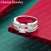 925 Sterling Silver Size 7-10 Zircons Square Ring For Women Men Grace Jewelry Trend Fashionable Birthday Party Gifts