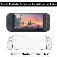 Clear Hard Case Screen Protector Tempered Glass for Nintendo Switch 2 Anti-scratch Crystal Protector Case Anti-fall Protective