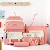 Large-capacity Color-blocked Nylon School Bag Zipper Backpack 5 Function Packages 2024 Hot Sale Bags for Girls and Boys