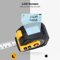 2 in 1 Laser Rangefinder 5M Tape Measure Ruler LCD Display with Backlight Distance Meter Building Measurement Device