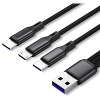 Multi Cable Braided Universal 3 in 1 Multiple USB Cable Charging Cord with Type-C Micro USB Port Connector