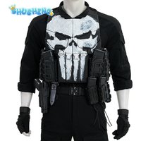 2026 New Punish COS er Superhero Cosplay Costume Men's fantasy black jumpsuit props shoes Halloween party full set uniform