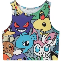 Anime Women Pokemon Crop Tank Top Gengar Print Sleeveless Vest Y2K Harajuku Streetwear Slim Fit Cartoon Fashion Cropped Top