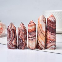 Natural Crystal Polished Pork Stone Point Healing Stone Hexagonal Prisms 50-80mm Obelisk Wand Treatment Stone DIY Gift