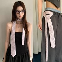 American Retro Striped Tie And Belt College Style Long Tie Belt Accessory Fashionable Dressing Item Skirt Denim Pants Accessory