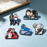 5Pcs Heated Rivalry Hockey Star Enamel Pins Set Player Brooches for Backpacks Hats Clothes Lapel Badges