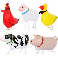 Farm Walking Animal Balloon Duck Chicken Cow Horse Sheep Walking Foil Balloon Kids Farm Theme Birthday Party Decoration Supplies