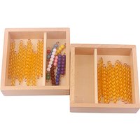 Jouets de perles mathématiques Montessori, 10 pièces, barres de perles dorées et barres de perles colorées 1-10 avec boîte en bois, jouet de comptage de planche de suivi