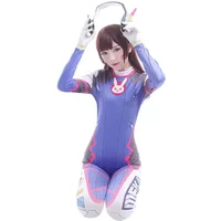 Game Dva Cosplay Costumes Tights Jumpsuit Zentai Wig Suits Headphone Gun Cosplay Props Woman Party Zentai Halloween Costumes