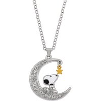 New Moon Snoopy Pendant Necklace with Diamonds, Light Luxury, High End, Sweater Chain, y2k Jewelry Accessories