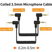 90 Degree 3.5mm TRS to TRS Coiled Microphone Cable for Camera, Right Angle 3.5 mm TRS to TRRS Mic Cord for Phone Tablet