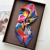 Floral Printed Square Scarf For Women Imitation Silk Scarves Elegant Beach Shawl Wraps Bandanas Luxury Hijab Neckerchief