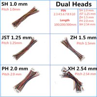 10Pcs SH1.0 JST1.25 ZH1.5 PH2.0 XH2.54 Double Head Wire Cable Connector JST Pitch 1.0/1.25/1.5/2.0/2.54mm 2/3/4/10 Pin Female