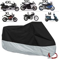 Pokrowiec na motocykl całoroczny srebrno-czarny odblaskowy wodoodporny pyłoszczelny z ochroną UV na motocykl skuter rozmiar M do 4XL 2025