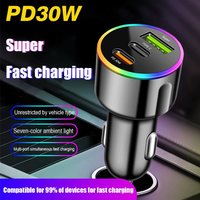 Car Charger Mini Type-C Dual USB Charger PD36W Fast Charging Car Cigarette Lighter 12-24V Cell Phone Charger Adapter