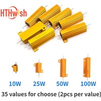 2PCS 100W 50W 25W 10W Aluminum Power 0.1~1Kohm Metal Shell Case Wirewound Resistor Resistance Load Resistor 0.1ohm 3ohm 50ohm