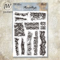 JIANWU Vintage Lace Number English Words Landscape Material Collage Transparent Silicone Stamp Creative DIY Journal Stationery
