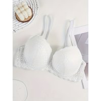 Solid color lace bra with steel rim, sexy and comfortable top support bra