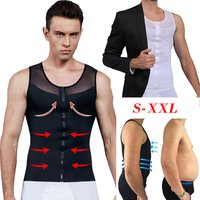 Chemise de Compression de poitrine pour hommes veste gynécomastia minceur chemise corps Shaper débardeur Corset à glissière avant pour homme Shapewear