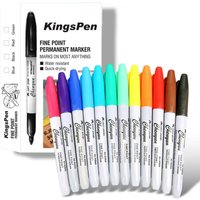 12 Colors Fine Point Permanent Markers, Waterproof & Smudge-Proof Pens, Durable Markers for School Classroom Office Art Painting